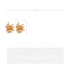 Detailed spec sheet for French vintage pearl earrings showing copper material and dimensions