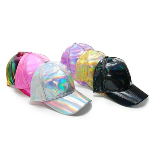 Casquette De Baseball En Cuir PU Holographique Laser Brillant Métallique Réfléchissant Hip Hop Punk Streetwear Pour Hommes Femmes