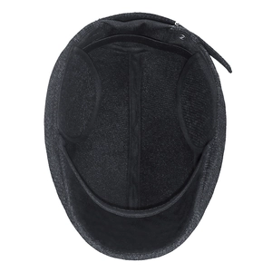 Winter thermal flat cap for men with thick wool texture and foldable ear flaps in dark grey