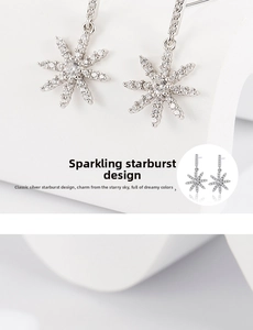 Macro shot of silver starburst earrings with sparkling zircon stones and detailed craftsmanship