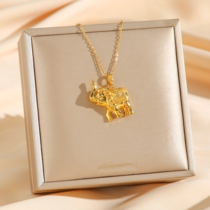 Golden elephant pendant necklace with sparkling rhinestones on an 18K gold plated chain