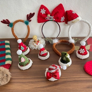 Accessoires Cheveux Noël Serre Tête Bois De Renne Nœud Peluche Mini Chapeau Pinces À Cheveux Décoration Fête Enfants Filles