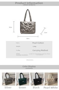 Dimensions et options de couleur du sac à bandoulière en coton matelassé léger