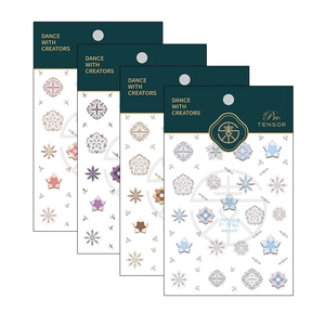 Cute matte nail sticker set with retro totems and floral patterns in four styles