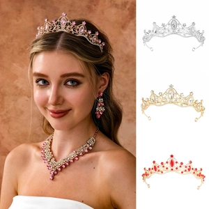 Baroque Crown Tiara Vintage Hollow Sparkly Rhinestone Crystal Headpiece For Wedding Birthday Party Halloween Women Girls