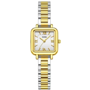 Montre Quartz Femme Élégante Carrée Chiffres Romains Style Vintage Bracelet Acier Inoxydable Étanche Mode