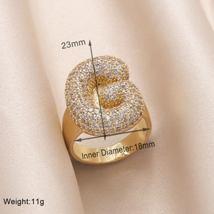 Detail showing 23mm zircon pave disk ring dimensions 18mm inner diameter and 11g weight