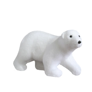 White flocked polar bear figurine decorative statue for Christmas holiday display
