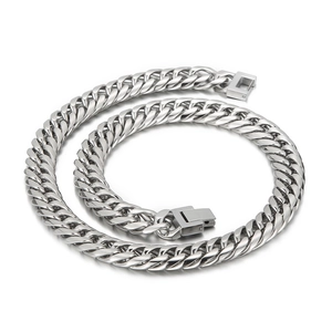 Edelstahl Cuban Link Gliederkette Halskette Schwere Ausführung Rund Poliert Hip Hop Punk Schmuck Für Damen Herren