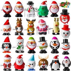 24-piece assorted Christmas wind-up toy set featuring Santa, snowmen and reindeer
