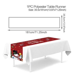 Detailed size chart for the polyester Christmas snowman table runner 35.5x181cm