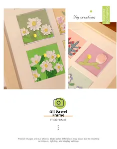 Close-up of a 3D oil pastel flower artwork inside a light wood square frame with texture