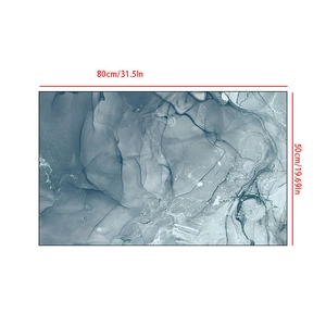 Detail view of marble pattern bath mat with dimensions 80x50cm showing size and texture