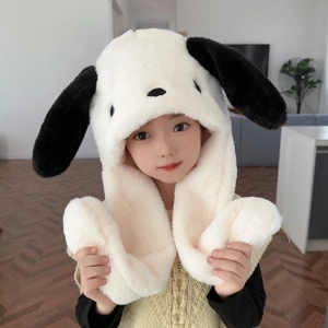Close-up of baby winter hat featuring plush material and cartoon dog ear design