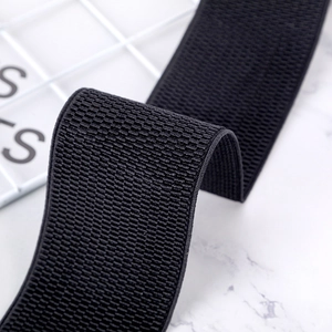 Close-up of black elastic waist belt showing intricate woven texture and high elasticity