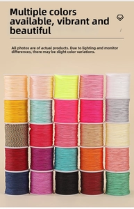 Detailed set of 25 colorful 0.8mm nylon thread spools for jewelry and bracelet weaving