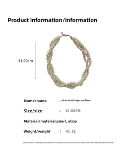 Detail of multi-layer baroque pearl necklace with 41cm length and alloy clasp