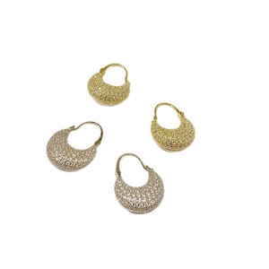 Chic American style gold plated brass earrings with micro-pave cubic zirconia stones