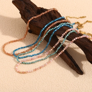 Beaded Necklace Natural Stone Stainless Steel 18K Gold Plated Bohemian Elegant Aesthetic Jewelry For Women
