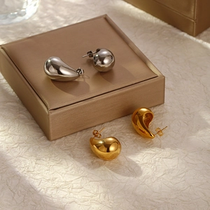 Boucles d'oreilles modernes en forme de larme en acier inoxydable doré 18K et argent