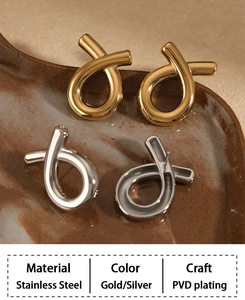Detailed view of fish-shaped PVD plated stainless steel stud earrings in gold and silver