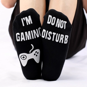 Gaming Crew Socks Combed Cotton Anti Slip Novelty Funny Gift Do Not Disturb Letter Print Unisex Adults