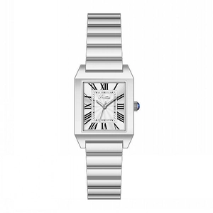 Women Rectangular Quartz Watch Vintage Roman Numerals Stainless Steel Strap Elegant Minimalist Waterproof Wristwatch