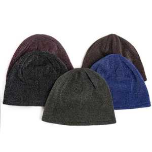 Five pack of reflective knitted beanies in assorted colors for outdoor winter warmth