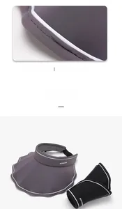 Detail view of foldable sun visor with high-density fabric and contrast piping design