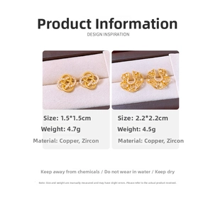 Detailed view of hollow geometric and knotted gold-plated earrings with cubic zirconia stones