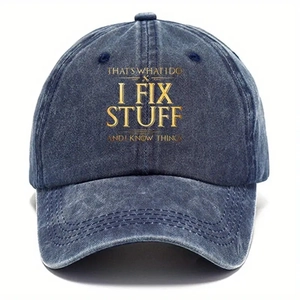 Casquette de baseball unisexe en jean bleu marine avec texte imprimé vintage doré