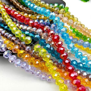 Rondelle Faceted Glass Beads AB Colorful Plated Artificial Crystal Loose Spacer For Handmade DIY Jewelry Making Crafting Accessories