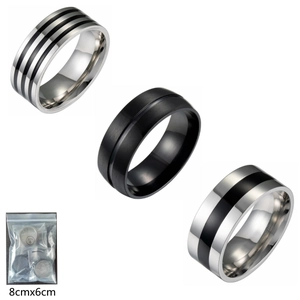 Minimalist Stainless Steel Black Striped Band Rings For Men Women Unisex Wide Korean Style Enamel Drip Oil Geometric Finger Rings Fashion Jewelry Gift