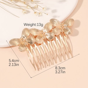 Vintage gold butterfly hair comb with three butterflies for women baroque accessories