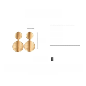 Detailed size specifications of gold-tone matte double disc earrings made of alloy metal