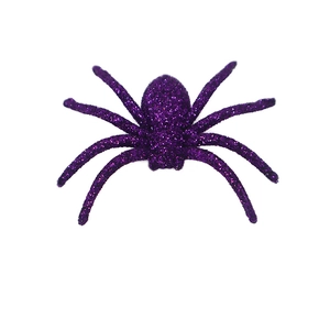 Halloween decorative purple glitter spider prop for haunted house party and prank toy