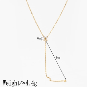 Minimalist Y-shaped stainless steel gold necklace with sparkling butterfly pendant