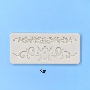 S-size rectangle grey silicone relief mold with vintage floral pattern for DIY baking