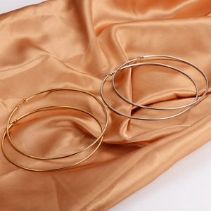 Fashionable large 100mm stainless steel hoop earrings in gold and silver finish