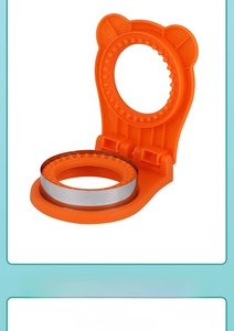Detail of orange sandwich cutter sealer with stainless steel ring and cute bear ear design