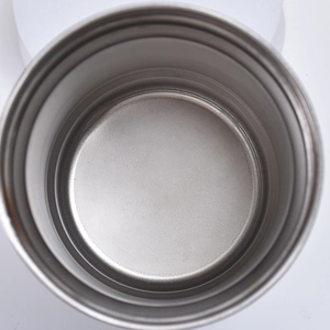Macro top view showing the smooth 304 stainless steel interior of the insulated cup