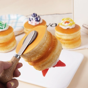 Lifelike PU slow-rebound double-layer fruit pancake souvenir with strawberry and lemon