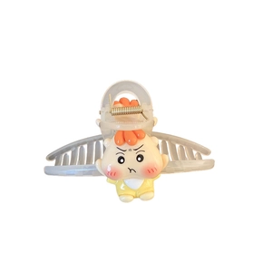 Cute cartoon 3D yellow chick acrylic hair claw clip with semi-transparent base for women
