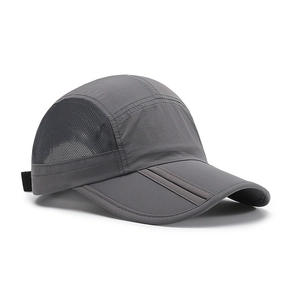 Foldable quick-dry mesh baseball cap in dark grey for outdoor sports and sun protection
