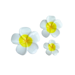 Three-piece set of white and yellow resin frangipani flowers for DIY beach hair accessories