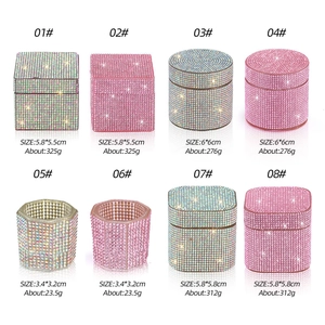 Sparkling crystal glass nail art containers and jewelry storage jars in various shapes