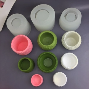 Cylindrical silicone molds for DIY scented candles and rock texture concrete flower pots