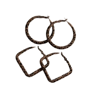Boucles d'oreilles géométriques rétro à motif léopard en formes rondes et carrées