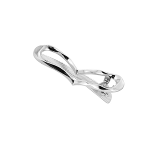 Minimalist silver wavy metal hair clip with twisted texture and polished heart design