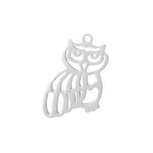 Minimalist silver owl pendant in hollow stainless steel for creative DIY jewelry making
